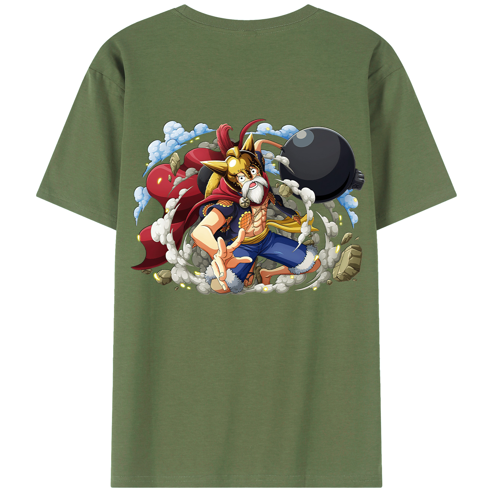 ワンピース モンキー・D・ルフィ ONE PIECE Monkey D. Luffy 綿100％ メンズ半袖Tシャツ（バックプリント） 通気性